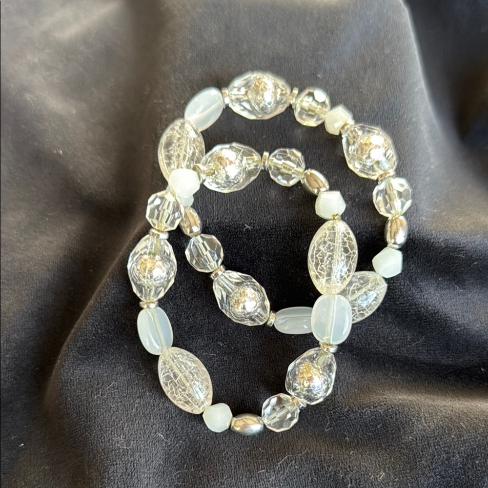Silver & Crystal Faceted Bead Bracelets
